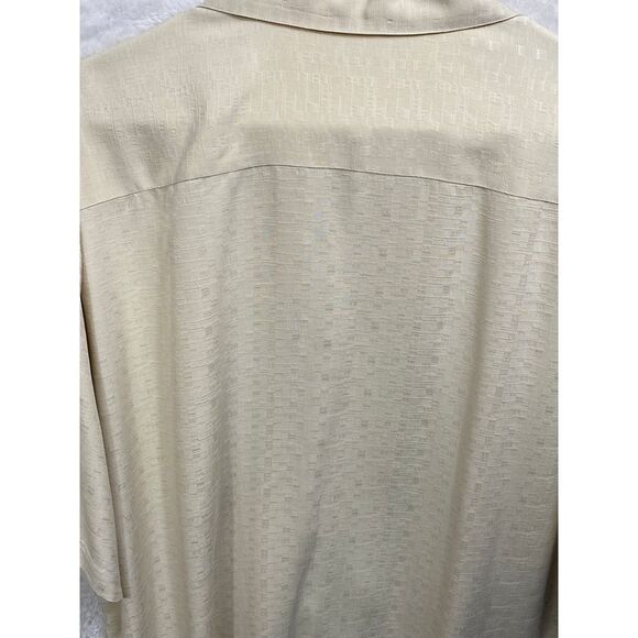 Tommy Bahama Men's Cream Textured Silk Button Down Shirt Casual Resort Wear Sz L - Picture 6 of 7